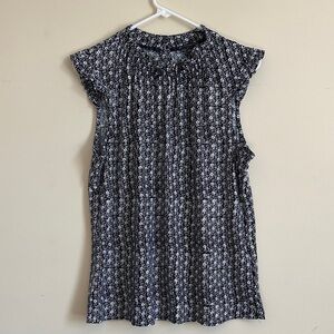 Floral Navy and White Women's Top